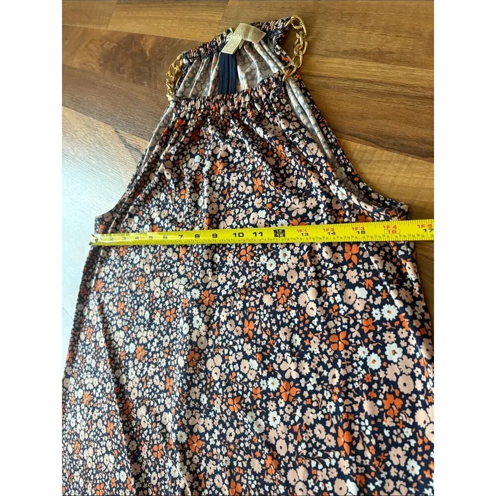 Michael Kors Woman’s XS Navy, Peach & Orange Floral Skirted Dress